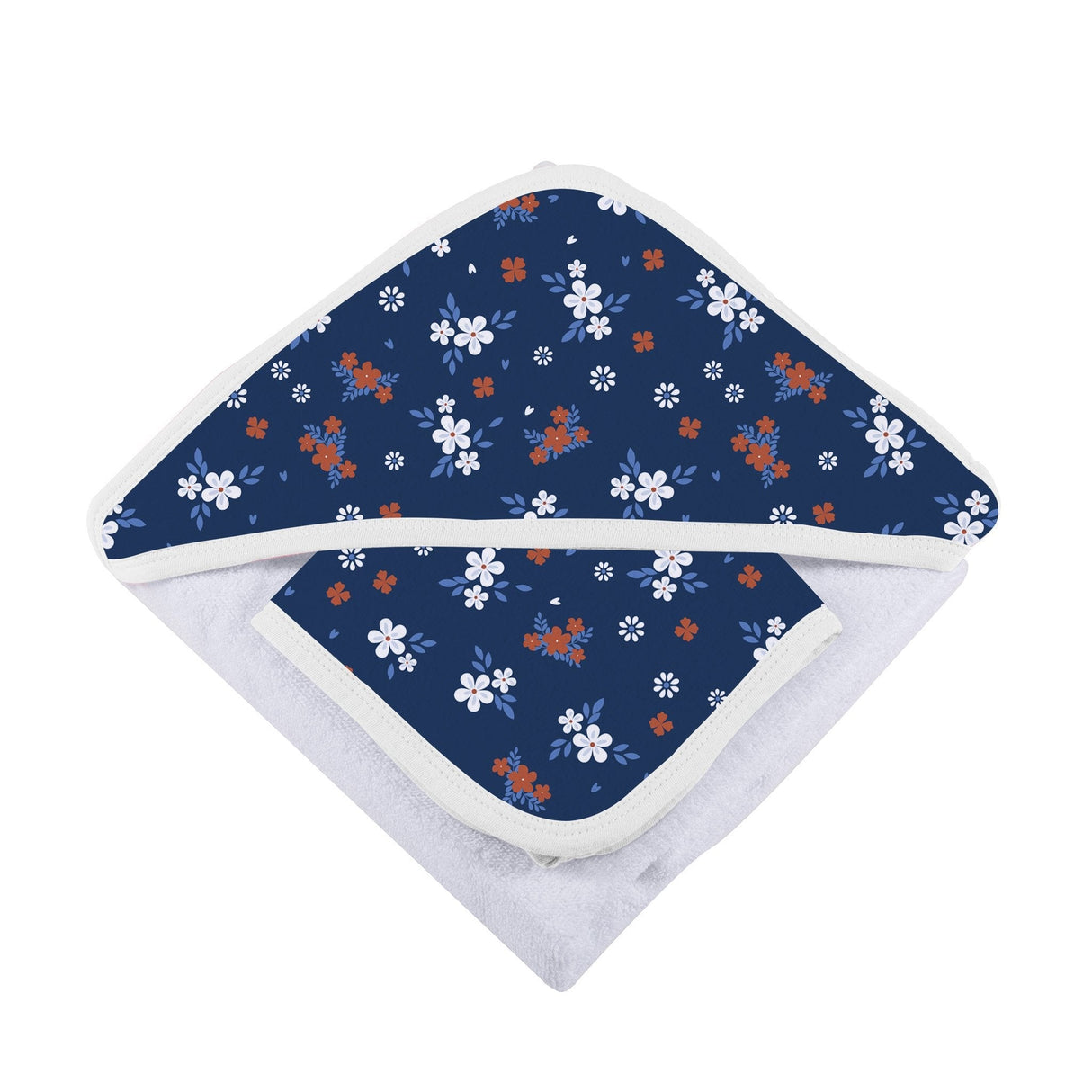 Serenity Floral Bamboo Hooded Towel and Washcloth Set - HoneyBug 