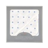 Periwinkle Diamond Polka Dot Bamboo Hooded Towel and Washcloth Set - HoneyBug 