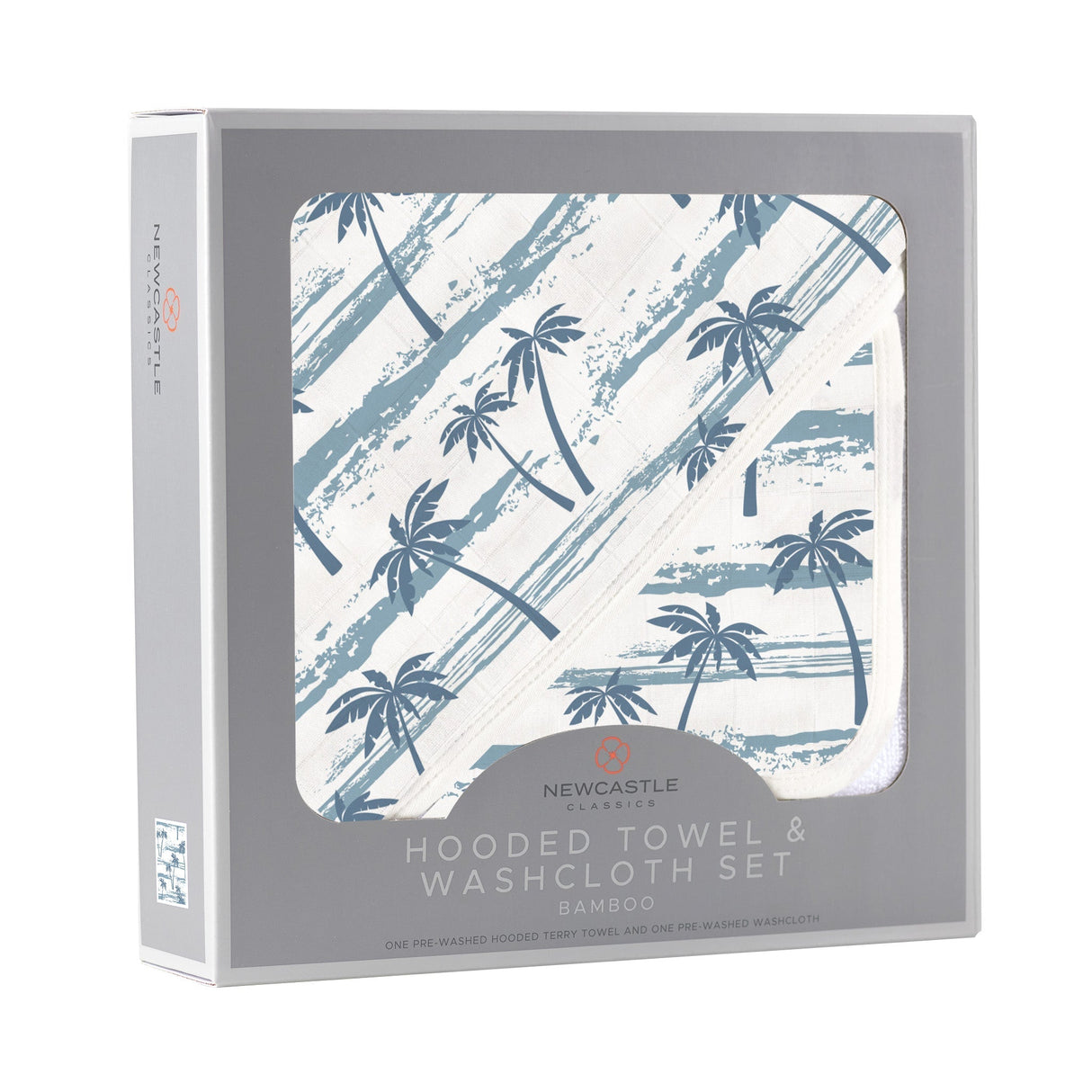Ocean Palm Trees Bamboo Hooded Towel and Washcloth Set - HoneyBug 