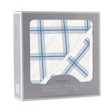 Blue Buffalo Check Plaid Hooded Towel and Washcloth Set - HoneyBug 