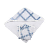 Blue Buffalo Check Plaid Hooded Towel and Washcloth Set - HoneyBug 