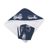 Things That Go Hooded Towel and Washcloth Set - HoneyBug 