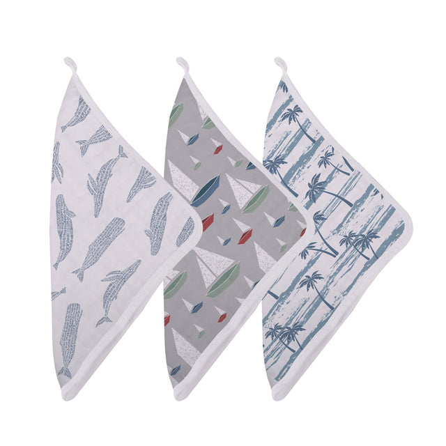Ocean Tides Bamboo Washcloth Set of 3 - HoneyBug 