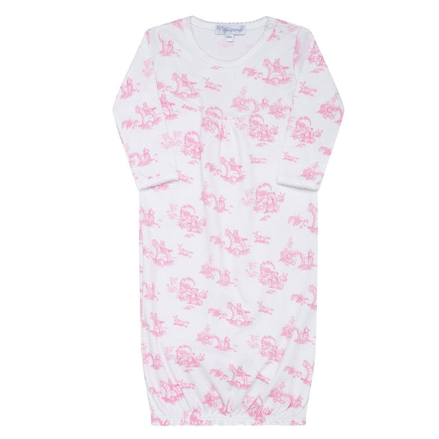 Pink Toile Baby Gown - HoneyBug 