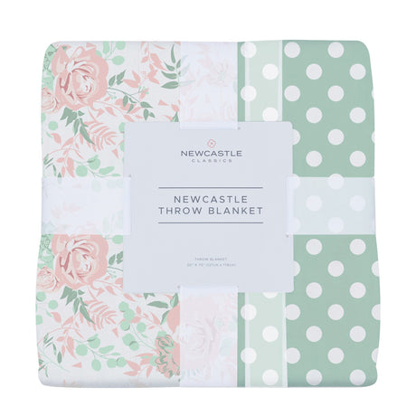 Desert Rose and Jade Polka Dot Cotton Muslin Throw Blanket - HoneyBug 
