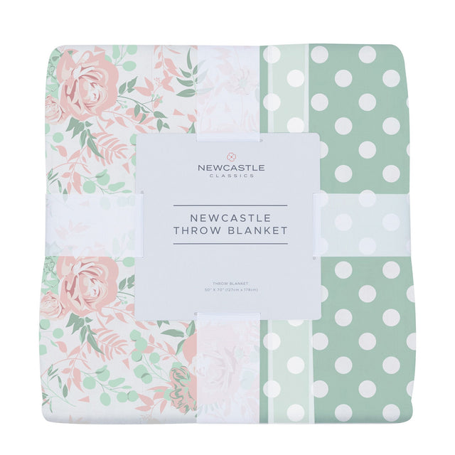 Desert Rose and Jade Polka Dot Cotton Muslin Throw Blanket - HoneyBug 