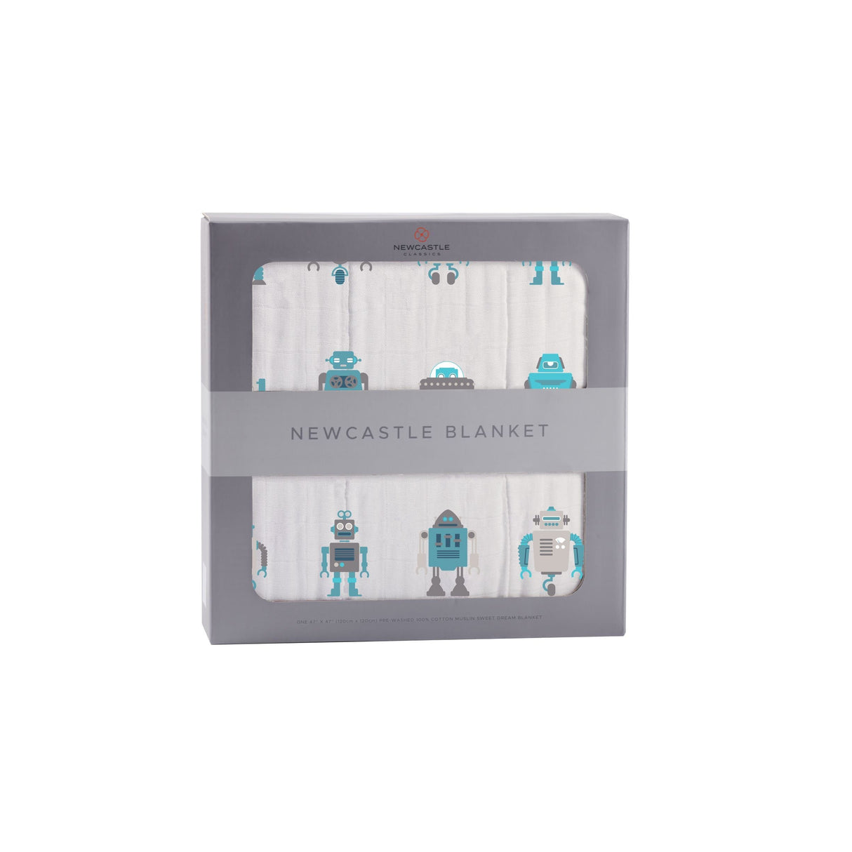 Robots Cotton Muslin Newcastle Blanket - HoneyBug 