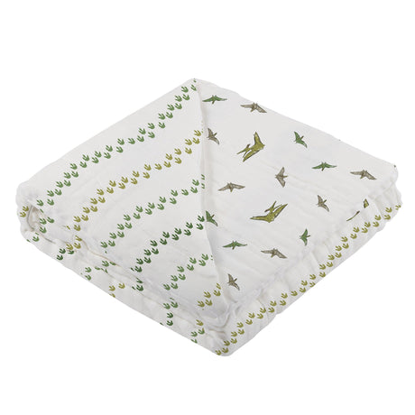 Dino Feet and Pteranodon Cotton Muslin NewcastleBlanket - HoneyBug 