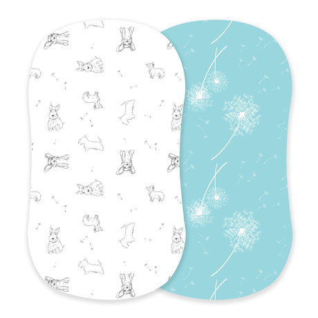 Corgi and Dandelion Seeds Bamboo Changing Pad Cover/Bassinet Sheets - HoneyBug 